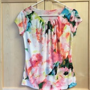 Worthington PS watercolor florals short sleeve top